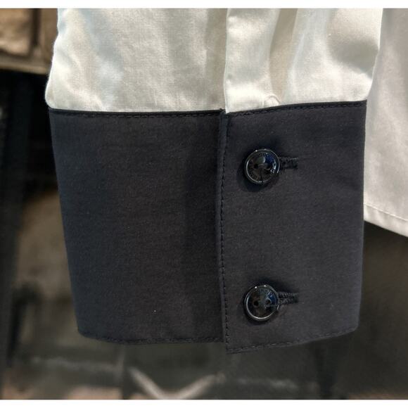 Women’s SAMUEL DONG Black/White Long Sleeve Button Up Shirt Size S *B7 - Picture 2 of 5